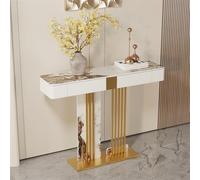 ZIGTUEI Mesa Consola Moderna, Mesa De Pasillo De Lujo, Estructura de Metal, Industrial para Entrada, para Sala De Estar, Pasillo, Entrada(Gold A,120cm/47.2in)