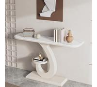 ZIGTUEI Mesa Consola Moderna, Mesa de Pasillo Industrial para Entrada, Estructura de Metal, Mesa Auxiliar Estrecha, para Entrada, recibidor, salón(White A,150cm/59in)