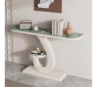 ZIGTUEI Mesa Consola Moderna, Mesa de Pasillo Industrial para Entrada, Estructura de Metal, Mesa Auxiliar Estrecha, para Entrada, recibidor, salón(White D,80cm/31.5in)