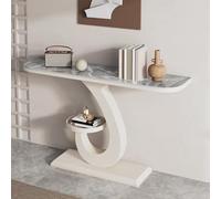 ZIGTUEI Mesa Consola Moderna, Mesa de Pasillo Industrial para Entrada, Estructura de Metal, Mesa Auxiliar Estrecha, para Entrada, recibidor, salón(White C,80cm/31.5in)