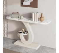ZIGTUEI Mesa Consola Moderna, Mesa de Pasillo Industrial para Entrada, Estructura de Metal, Mesa Auxiliar Estrecha, para Entrada, recibidor, salón(White E,150cm/59in)