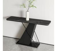 ZIGTUEI Mesa Consola Moderna, Mesa De Sofá Estrecha, Mesa De Pasillo De Lujo, Estructura De Metal, Mesa Auxiliar De Sofá, para Recibidor, Sala De Estar, Pasillo(Black D,100cm/39.4in)