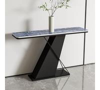ZIGTUEI Mesa Consola Moderna, Mesa De Sofá Estrecha, Mesa De Pasillo De Lujo, Estructura De Metal, Mesa Auxiliar De Sofá, para Recibidor, Sala De Estar, Pasillo(Black B,100cm/39.4in)