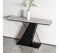 ZIGTUEI Mesa Consola Moderna, Mesa De Sofá Estrecha, Mesa De Pasillo De Lujo, Estructura De Metal, Mesa Auxiliar De Sofá, para Recibidor, Sala De Estar, Pasillo(Black C,140cm/55.1in)