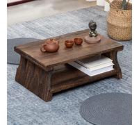 ZIGTUEI Mesa De Suelo Japonesa, Mesa De Té Zen De Madera Retro, Mesa De Meditación Minimalista, Estilo Antiguo Y Simple, para Salón, Sala De Estar, Balcón(50x30x20cm/19.7x11.8x7.9in)
