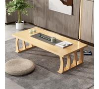 ZIGTUEI Mesa De Tatami Japonesa, Mesa De Meditación Minimalista, Mesa De Té Zen De Madera Retro, Estilo Antiguo Y Simple, para Salón, Sala De Estar, Balcón(Light Brown,140cm/55.1in)