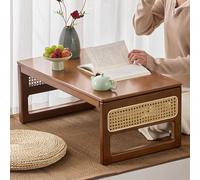 ZIGTUEI Mesa De Tatami Japonesa, Mesa De Té Zen De Madera Retro, Mesa De Meditación Minimalista, Estilo Antiguo Y Simple, para El Hogar,Oficina,balcón(60x40x29cm/23.6x15.7x11.4in)