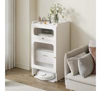 ZIGTUEI Mueble para Robot Aspirador con Puertas, Armario De Almacenamiento para Aspiradora Robot, Mesa Auxiliar Multifuncional, para Salón, Dormitorio, Cocina(White)