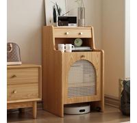 ZIGTUEI Mueble para Robot Aspirador con Puertas, Armario De Almacenamiento para Robot De Limpieza, Mesa Auxiliar Ahorra Espacio, para Salón, Dormitorio, Cocina(Light Brown,55cm/21.7in)