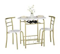 ZIGUIhsou-11 Juego de Comedor Juego de Mesa Comedor Redonda pequeña 3 Piezas for Cocina, Desayuno, Tablero Madera con Estante for Guardar vinos