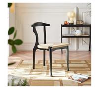 ZIGUIhsou-11 Silla de Comedor Hemp Rope Dining Chair Household Modern Simple Hotel Restaurant Solid Wood Backrest Armrest Ash Wood Dining Chair Black para Cocina y Comedor(50x42x83cm)