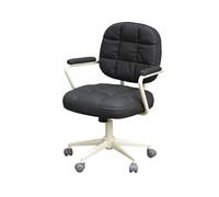 ZIGUIhsou-11 Silla de Oficina Silla de Escritorio Oficina ergonómica con Ruedas ejecutiva pequeña y Moderna Cuero for, reuniones, Sala Estudio(Negro)