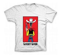 ZigZag Editions Camiseta 100% algodón Lucky Luke, Listo para Disparar (Blanco) - S