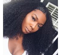 ZigZag Hair Pelucas de cabello humano rizado con encaje frontal para mujeres negras, 4B 4C, brasileño, afro, rizado, nudos blanqueados con abuelitos (14 pulgadas, peluca de encaje frontal)