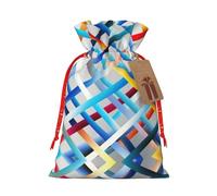 ZigZag Stripe - Bolsa de tela de embalaje de Navidad con cordón, reutilizable, bolsa de almacenamiento de alimentos, bolsa de decoración