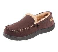 Zigzagger Hombres Microsuede mocasín Zapatillas Memoria Espuma casa Zapatos, Marrón, 45 EU