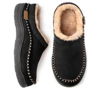 Zigzagger Pantuflas tipo mocasín mullidas para hombre para interiores y exteriores, Black, 43.5 EU