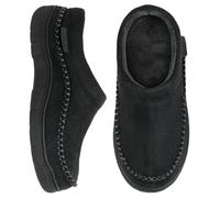 Zigzagger Pantuflas tipo mocasín mullidas para hombre para interiores y exteriores, negro azabache, 42/43 EU