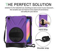 ZiHang Bumper Samsung Galaxy Tab A 8.0, Carcasa Rugosa con Soporte Rotativo Asa de Mano Correa de Hombro, Funda Robusta Antichoque para Galaxy Tab A 8.0 P200 P205 (Púrpura)