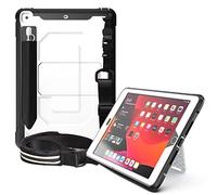 ZiHang Funda Compatible con iPad 10.2 2019, Protectora Híbrida Robusta de Cuerpo Completo [a Prueba de Golpes] con Soporte Elástico de Pencil y Correa (Blanco)