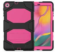 ZiHang Funda Compatible con Samsung Galaxy Tab A 10.1 T510 T515 2019, Protector Durable de PC + Silicona con Soporte [a Prueba de Los Golpes] Smart Case Cubierta para Galaxy Tab A 10.1 (Rosa roja)