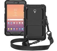 ZiHang Funda Compatible con Samsung Galaxy Tab A 8.0 T380 T385 2017 - Resistente a Prueba de Choques Carcasa con Soporte Integrado y Correa de Hombro Conectable (Negro)