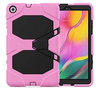ZiHang Funda Galaxy Tab A 10.1 Híbrido Tres Capas PC + Silicona Funda Carcasa a Prueba de Golpes Kickstand Robusto Defender Cover para Samsung Galaxy Tab A 10.1 T510 T515 2019 (Rosado)