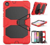 ZiHang Funda Galaxy Tab A 8.0 Híbrido Tres Capas PC + Silicona Funda Carcasa a Prueba de Golpes Kickstand Robusto Defender Cover para Samsung Galaxy Tab A 8.0 T290 T295 2019 (Rojo)