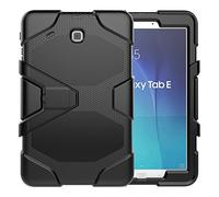 ZiHang Funda Galaxy Tab E 9.6 Híbrido Tres Capas PC + Silicona Funda Carcasa a Prueba de Golpes Kickstand Robusto Defender Cover para Samsung Galaxy Tab E 9.6 T560 T561 T565 (Negro)