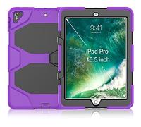 ZiHang Funda iPad Pro 10.5 Híbrido Tres Capas PC + Silicona Funda Carcasa a Prueba de Golpes Kickstand Robusto Defender Cover para iPad Pro 10.5 (púrpura)