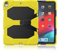 ZiHang Funda iPad Pro 12.9 2018 Híbrido Tres Capas PC + Silicona Funda Carcasa a Prueba de Golpes Kickstand Robusto Defender Cover para iPad Pro 12.9 2018 (Amarillo)