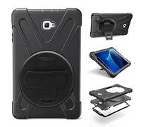 ZiHang Funda para Galaxy Tab A 10.1, Protección Antivibración Funda Resistente con Soporte Giratorio de 360 Grados y Correa de Mano Compatible con Samsung Galaxy Tab A 10.1 T580 T585 (Negro)
