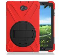ZiHang Funda para Galaxy Tab A 10.1, Protección Antivibración Funda Resistente con Soporte Giratorio de 360 Grados y Correa de Mano Compatible con Samsung Galaxy Tab A 10.1 P580 P585 (Rojo)