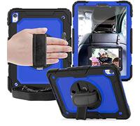 ZiHang Funda para iPad Pro 11 2018, 3-en-1 Funda Silicona Resistente Antigolpes con Soporte y Correa de Mano y Bandolera, [360 Grados de Rotacion] Funda para iPad Pro 11 2018 (Negro + Azul)