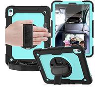ZiHang Funda para iPad Pro 11 2018, 3-en-1 Funda Silicona Resistente Antigolpes con Soporte y Correa de Mano y Bandolera, [360 Grados de Rotacion] Funda para iPad Pro 11 2018 (Negro + Azul Cielo)