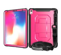 ZiHang Funda para iPad Pro 11 2018, Doble Capa, Delgada, Resistente, con Soporte para lápiz, Correa de Hombro y función Atri para iPad Pro 11 2018 (Rosa roja)