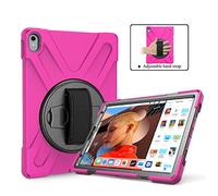 ZiHang Funda para iPad Pro 11 2018, Protección Antivibración Funda Resistente con Soporte Giratorio de 360 Grados y Correa de Mano Compatible con iPad Pro 11 2018 (Rosa roja)