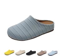 ZIHAOFC Sandalias planas de malla con textura para mujer, cómodas sandalias sin cordones, calzado informal para el día a día en verano al aire libre (Blue,40)