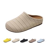 ZIHAOFC Sandalias planas de malla con textura para mujer, cómodas sandalias sin cordones, calzado informal para el día a día en verano al aire libre (Beige,39)