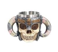 ZIHDKE 450ml Skeleton Knight Ram Horn Cup Skull Coffee Mug Creative Retro Water Vintage Drinking Tumbler for Drinks para Cafe
