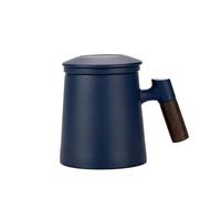 ZIHDKE Ceramic Tea Cups, Mugs With Lids, Filtered Water Separation Coffee, Beverage para Cafe(Deep blue)