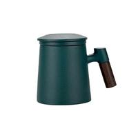 ZIHDKE Ceramic Tea Cups, Mugs With Lids, Filtered Water Separation Coffee, Beverage para Cafe(Green)
