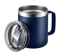 ZIHDKE Coffee Mug with Handle Sliding Lid,Stainless Steel Travel Tumbler Cup Double Insulated Camping for Hot Cold Drink Tea para Cafe(Blue)