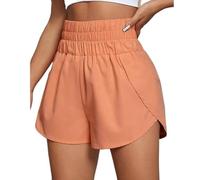 ZIHDKE Pantalones Cortos Mujer Verano 1 PCS Boxer Shorts For Women Teen-Girls Light Weight Pull-on High Rise Shorts Outfit Summer Workout Shorts Ideales para El Verano(Orange,XL)