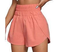 ZIHDKE Pantalones Cortos Mujer Verano 1 PCS Boxer Shorts For Women Teen-Girls Light Weight Pull-on High Rise Shorts Outfit Summer Workout Shorts Ideales para El Verano(Pink,XL)
