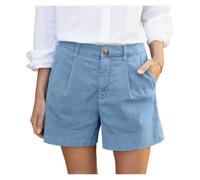 ZIHDKE Pantalones Cortos Mujer Verano 1 PCS Women's Summer Shorts Soft Stretch Twill Shorts with Side Pockets Solid Straight Button Daily Commute Comfy Shorts Ideales para El Verano(Royal Blue,M)