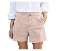 ZIHDKE Pantalones Cortos Mujer Verano 1 PCS Women's Summer Shorts Soft Stretch Twill Shorts with Side Pockets Solid Straight Button Daily Commute Comfy Shorts Ideales para El Verano(Pink,M)