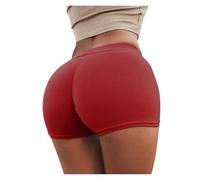 ZIHDKE Pantalones Cortos Mujer Verano 1PCS Summer Sport Shorts For Women Solid Color Elasticated Shorts Ladies Training Gym Shorts Mini Skinny Fitness Short Ideales para El Verano(Red,L)