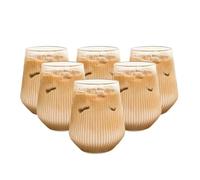 ZIHDKE Vertical Striped Glass Heat-Resistant Water Cup Milk Juice Iced Coffee Summer And Winter Drinking Ware para Cafe(6PCS S)
