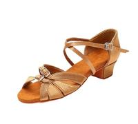ZIHDKE Zapatos de Baile for niñas y Mujeres, Zapatos salón Latino, Modernos for actuación Tango, Sandalias Salsa con tacón 3,5 CM para Women(Beige,33 (21.5cm))